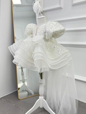 White Sequin Tulle Party Dress